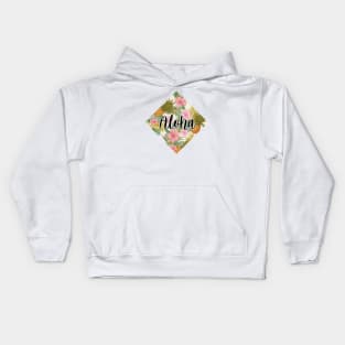 aloha pineapple with flowers Kids Hoodie